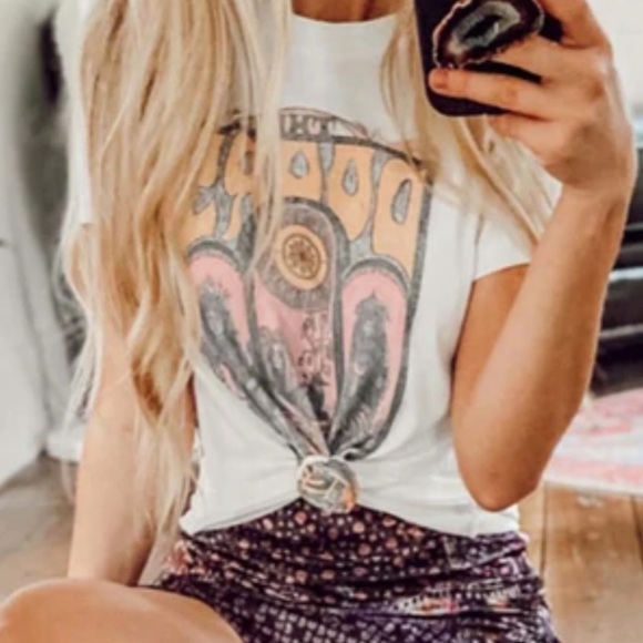 Tops - White The Doors Rock Band Music Graphic Tee